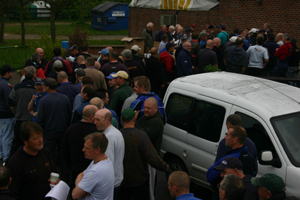 Anglers queing for the draw at my semi final